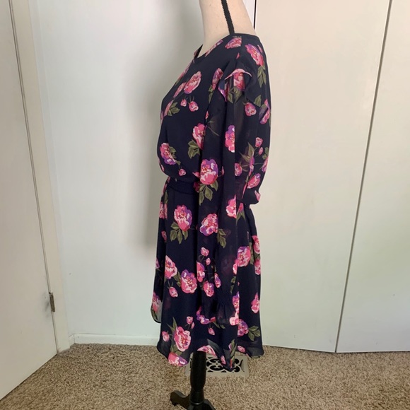 Maison Jules Longsleeve Navy Floral Dress XL - Picture 3 of 12